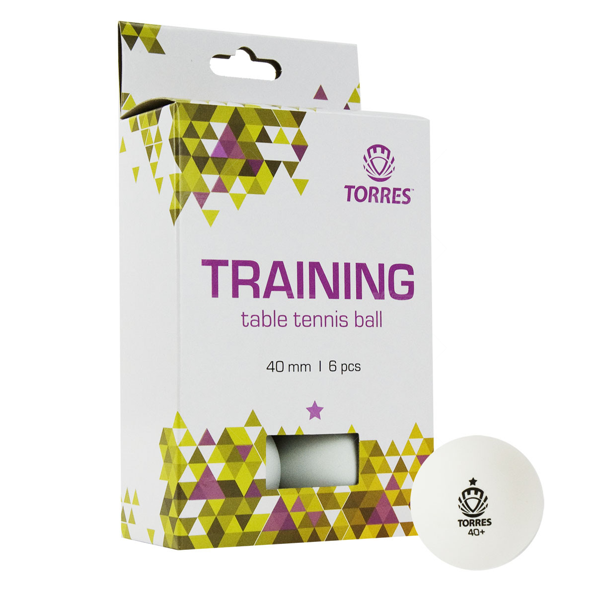 Мячи для н/т Torres Training 1* арт.TT21016 белый (упак.6шт.)