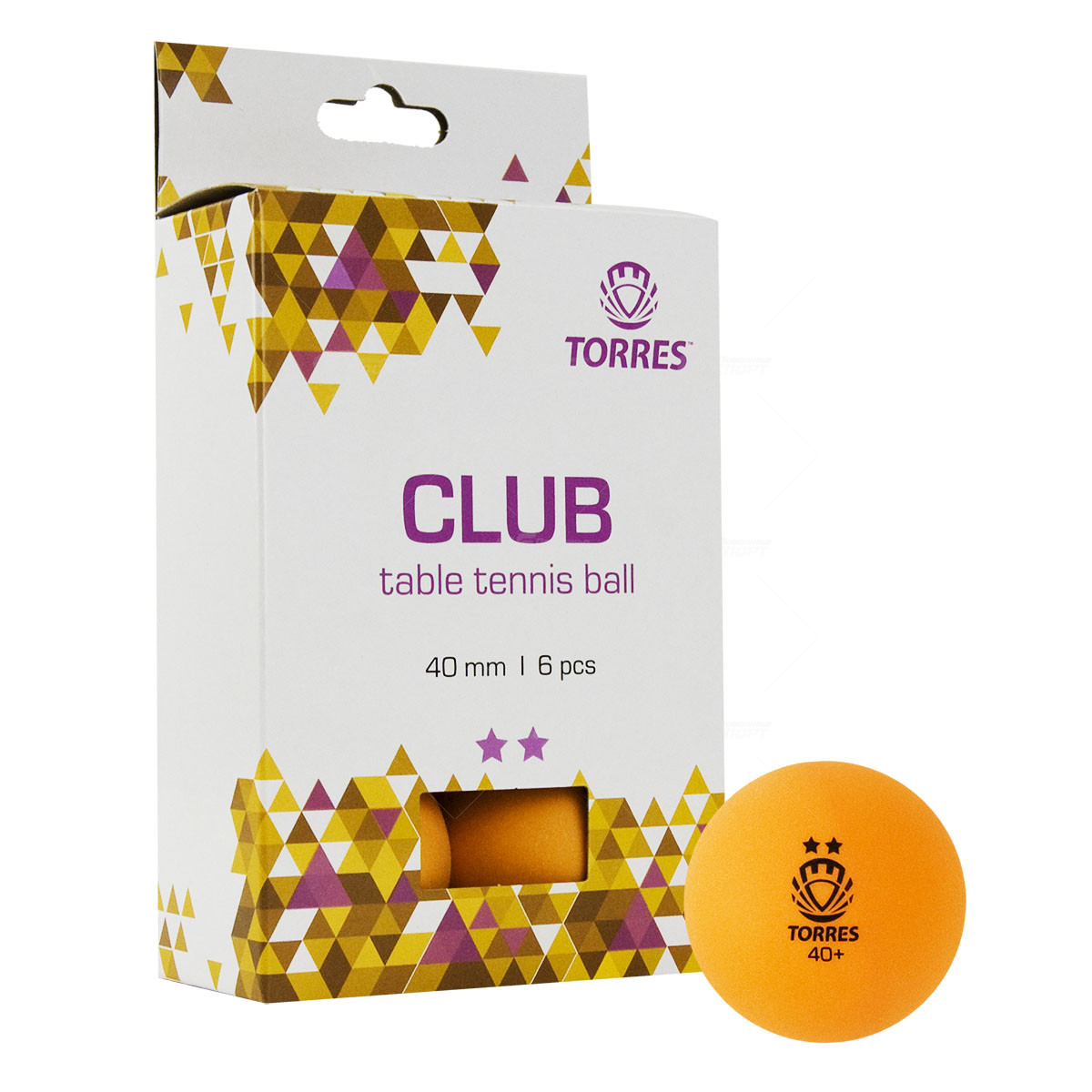 Мячи для н/т Torres Club 2* арт.TT21013 оранж (упак.6шт.)