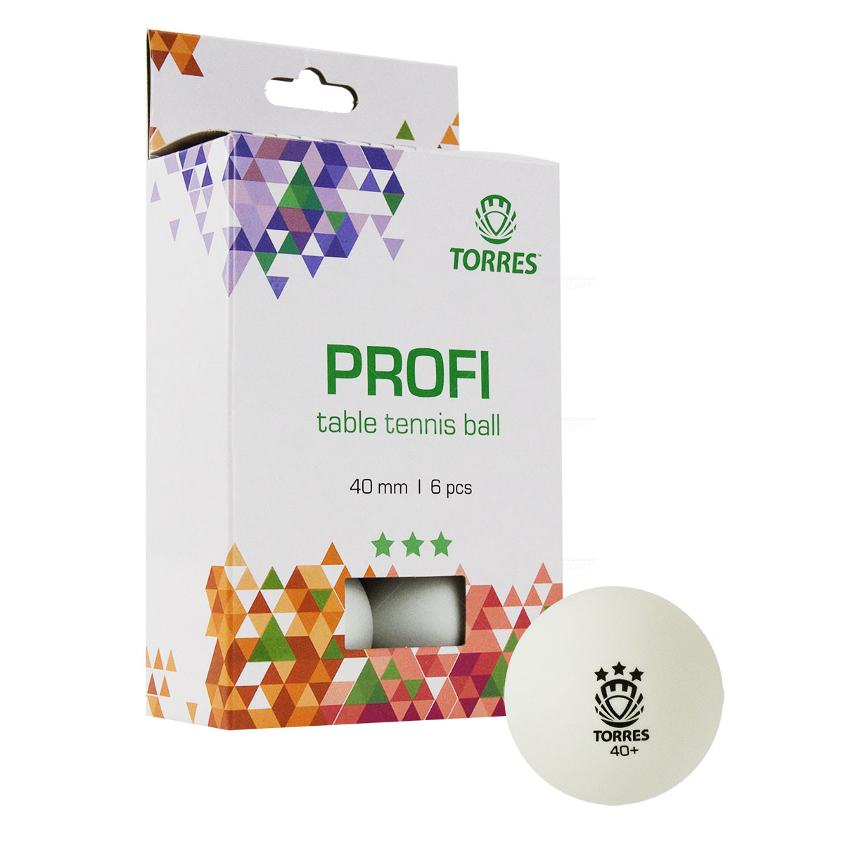 Мячи для н/т Torres Profi 3* арт.TT21012 белый (упак.6шт.)