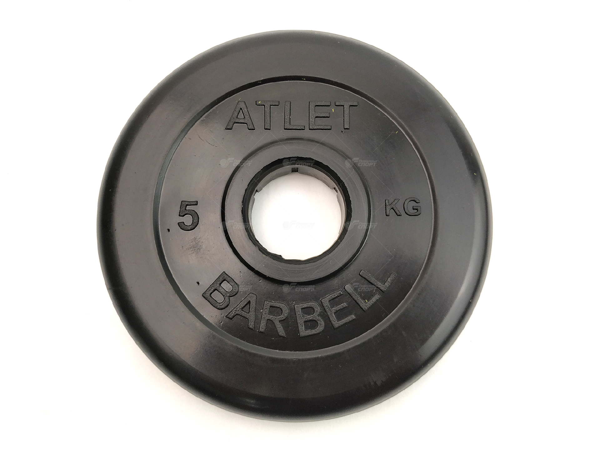 Диск обрезин. Barbell d 51 мм Атлет 5 кг (черный)