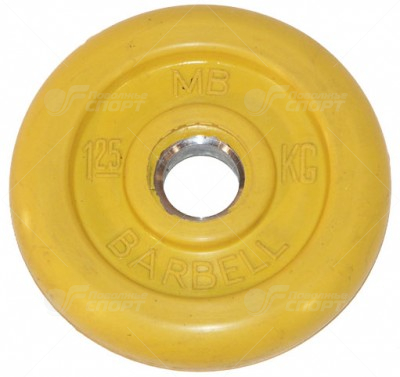 Диск обрезин. (желтый) Barbell d 51 мм 1,25 кг