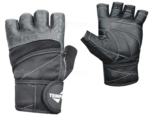Перчатки штангиста Tempus арт.SB-16-1094 (кожа/лайкра) р.S-XXL
